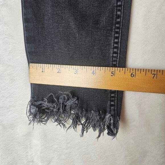 Free People Jeans 26 Women’s black Distressed frayed ankle embellished retro 70s - Picture 8 of 11